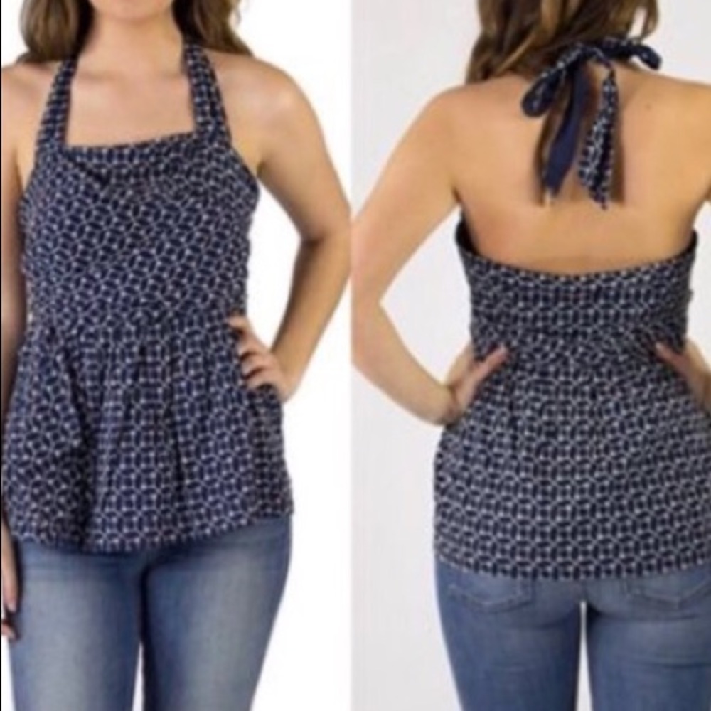 Anthropologie halter top w/ruching and skirted